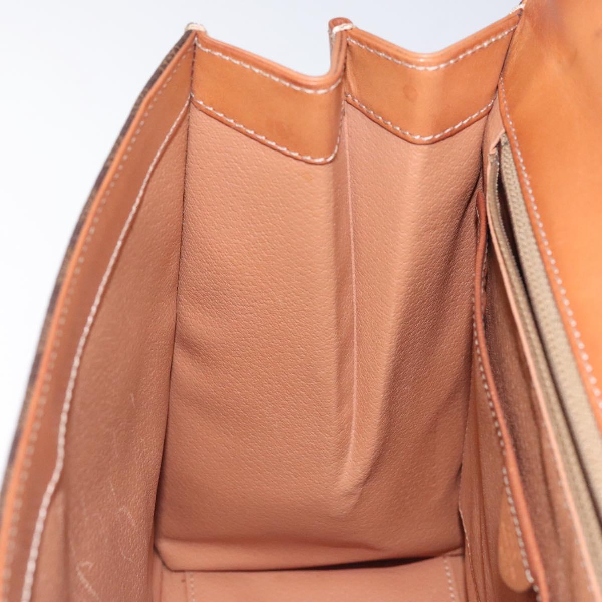 CELINE Macadam Canvas Hand Bag PVC Leather Brown Gold Auth BD1082