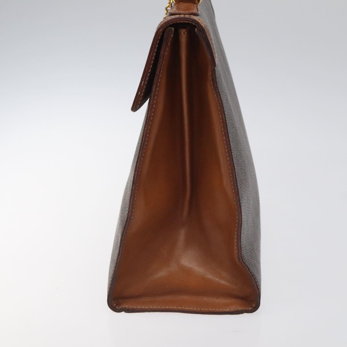 CELINE Macadam Canvas Hand Bag PVC Leather Brown Gold Auth BD1082