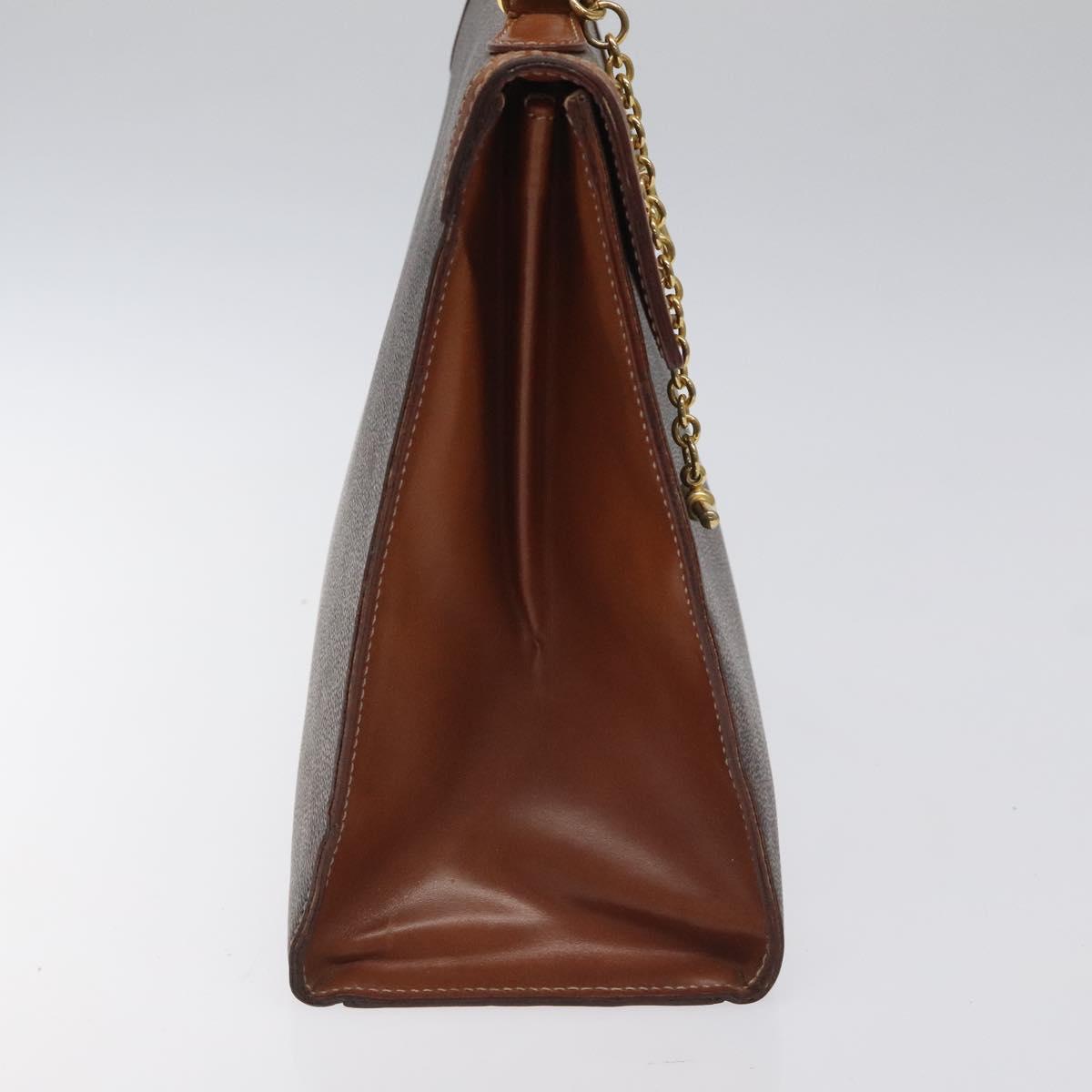 CELINE Macadam Canvas Hand Bag PVC Leather Brown Gold Auth BD1082