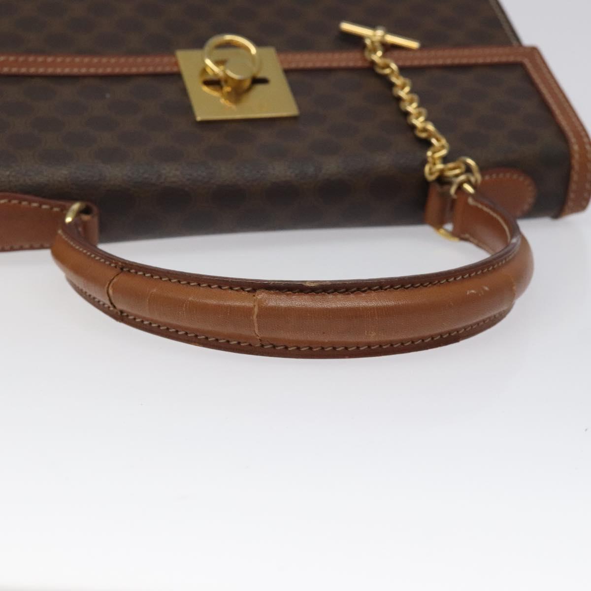 CELINE Macadam Canvas Hand Bag PVC Leather Brown Gold Auth BD1082