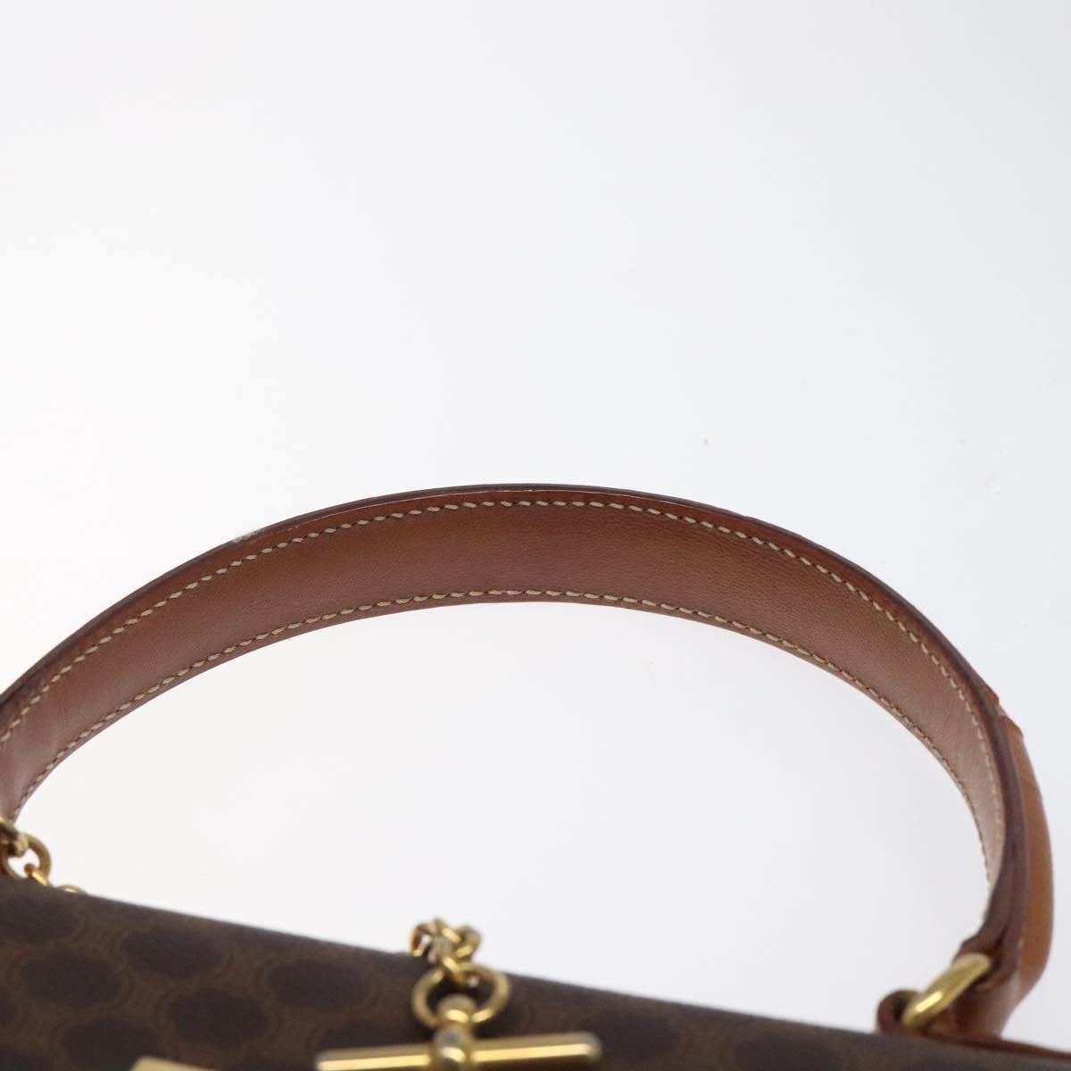 CELINE Macadam Canvas Hand Bag PVC Leather Brown Gold Auth BD1082