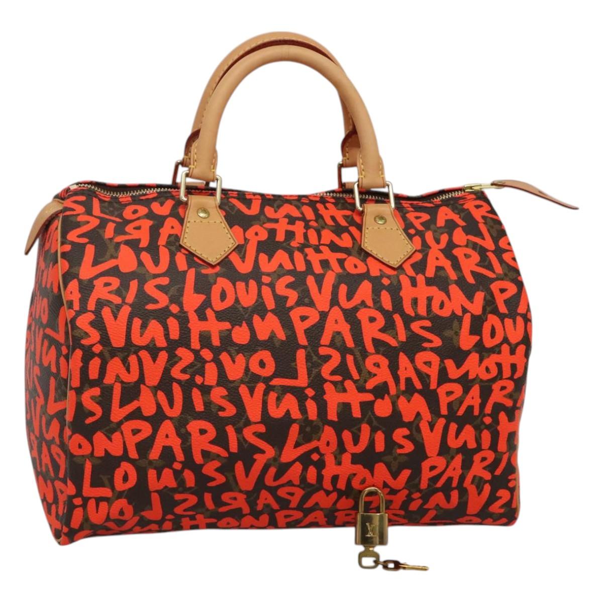 LOUIS VUITTON Monogram Graffiti Speedy 30 Hand Bag Orange M93705 Auth BD1094AM