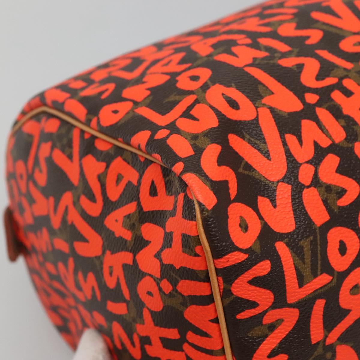 LOUIS VUITTON Monogram Graffiti Speedy 30 Hand Bag Orange M93705 Auth BD1094AM