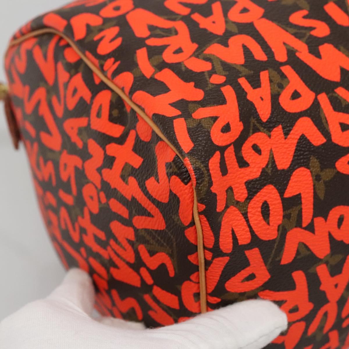 LOUIS VUITTON Monogram Graffiti Speedy 30 Hand Bag Orange M93705 Auth BD1094AM