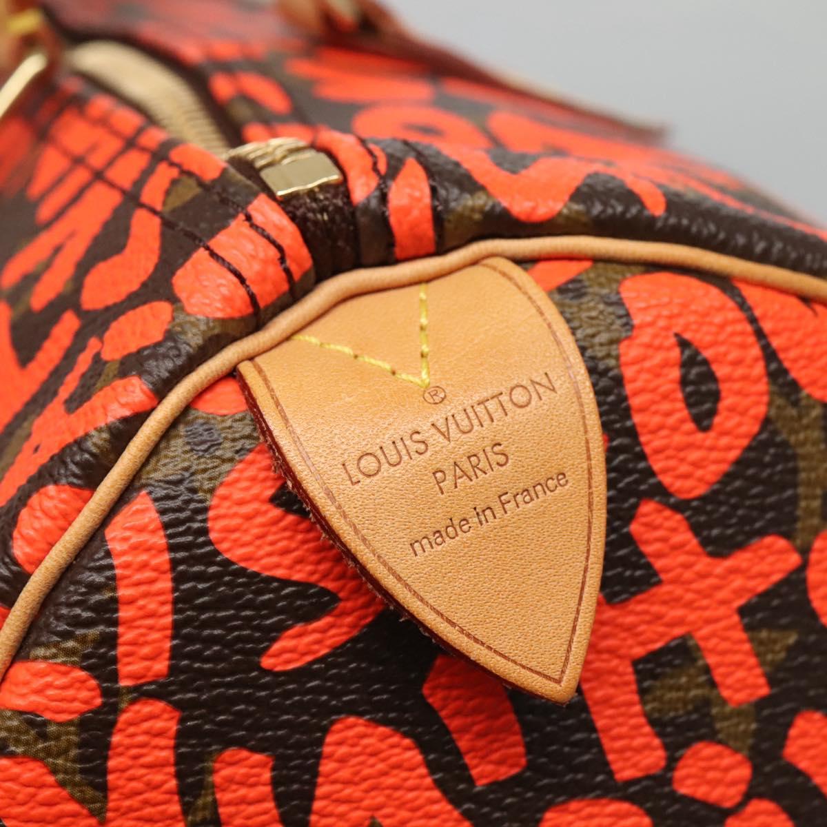 LOUIS VUITTON Monogram Graffiti Speedy 30 Hand Bag Orange M93705 Auth BD1094AM