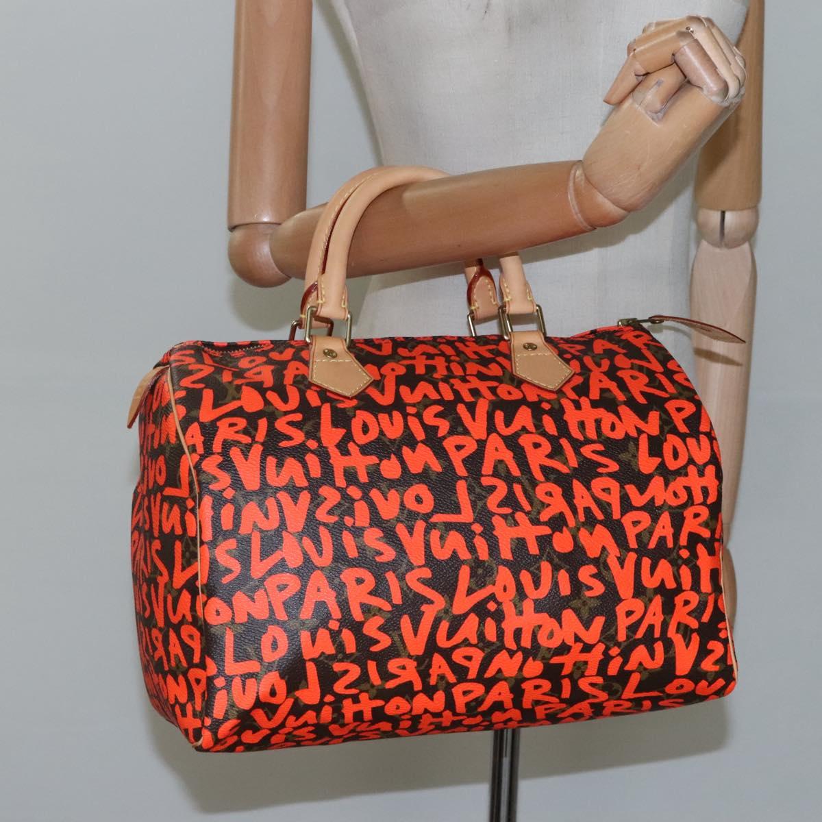 LOUIS VUITTON Monogram Graffiti Speedy 30 Hand Bag Orange M93705 Auth BD1094AM