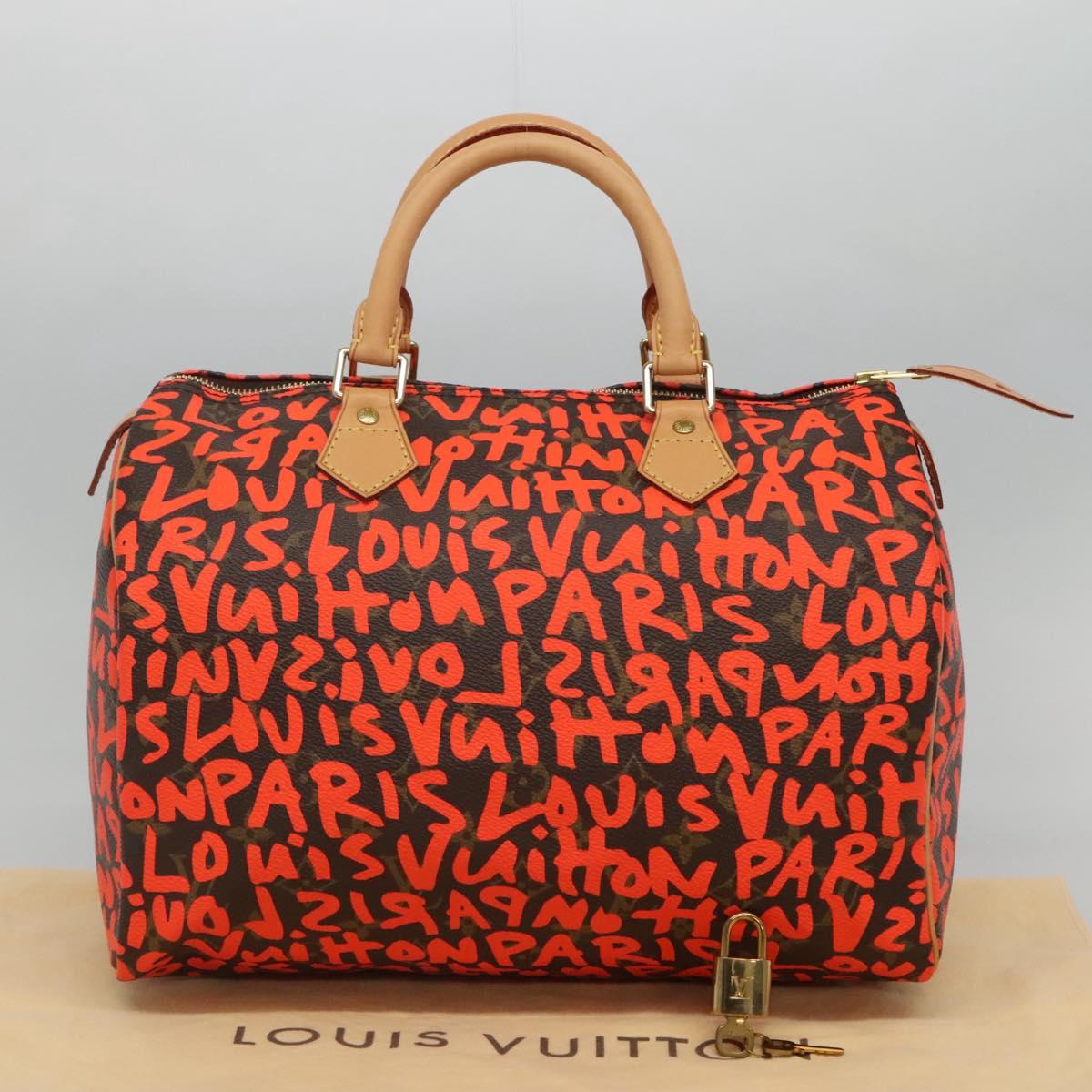 LOUIS VUITTON Monogram Graffiti Speedy 30 Hand Bag Orange M93705 Auth BD1094AM