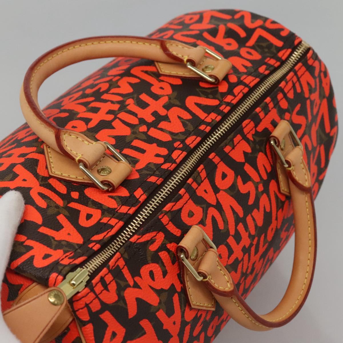 LOUIS VUITTON Monogram Graffiti Speedy 30 Hand Bag Orange M93705 Auth BD1094AM