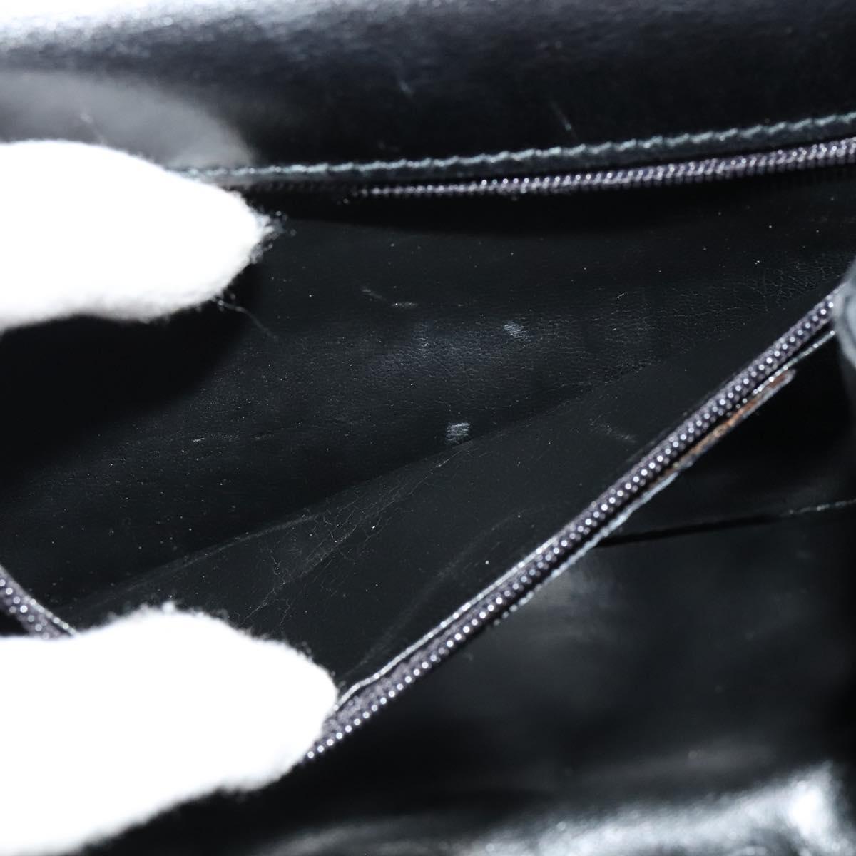 Salvatore Ferragamo Hand Bag Leather 2way Black Gold Auth BD1103