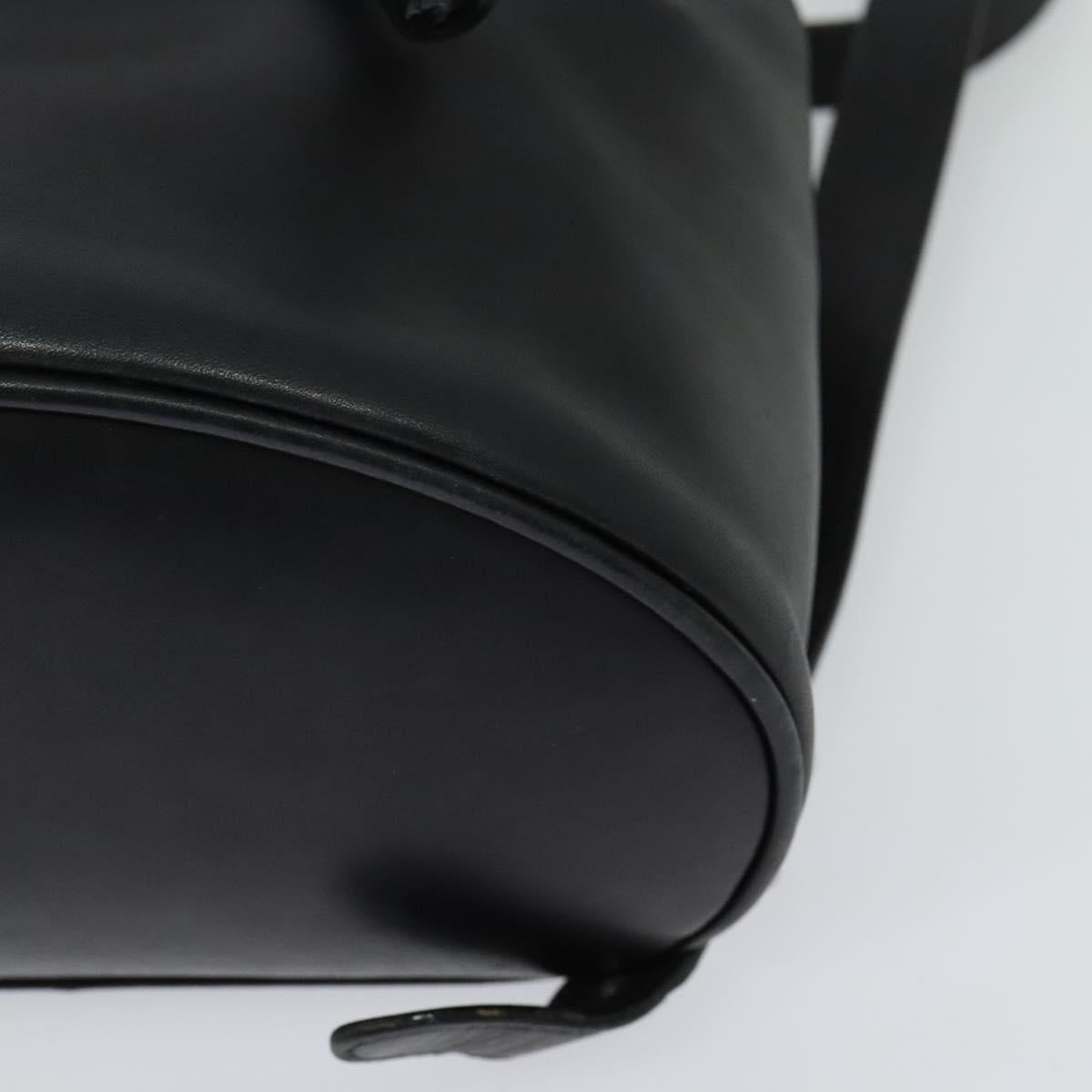 Salvatore Ferragamo Gancini Backpack Leather Black Silver Auth BD1104