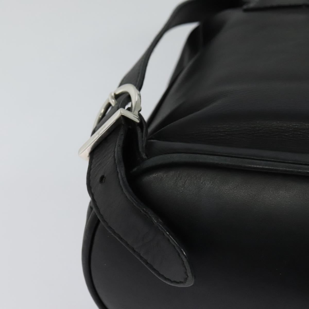 Salvatore Ferragamo Gancini Backpack Leather Black Silver Auth BD1104