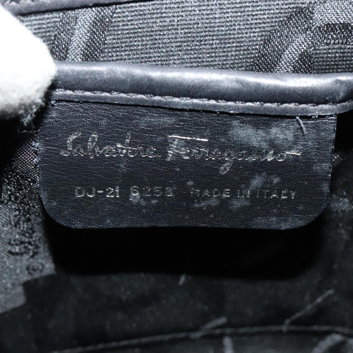 Salvatore Ferragamo Gancini Backpack Leather Black Silver Auth BD1104