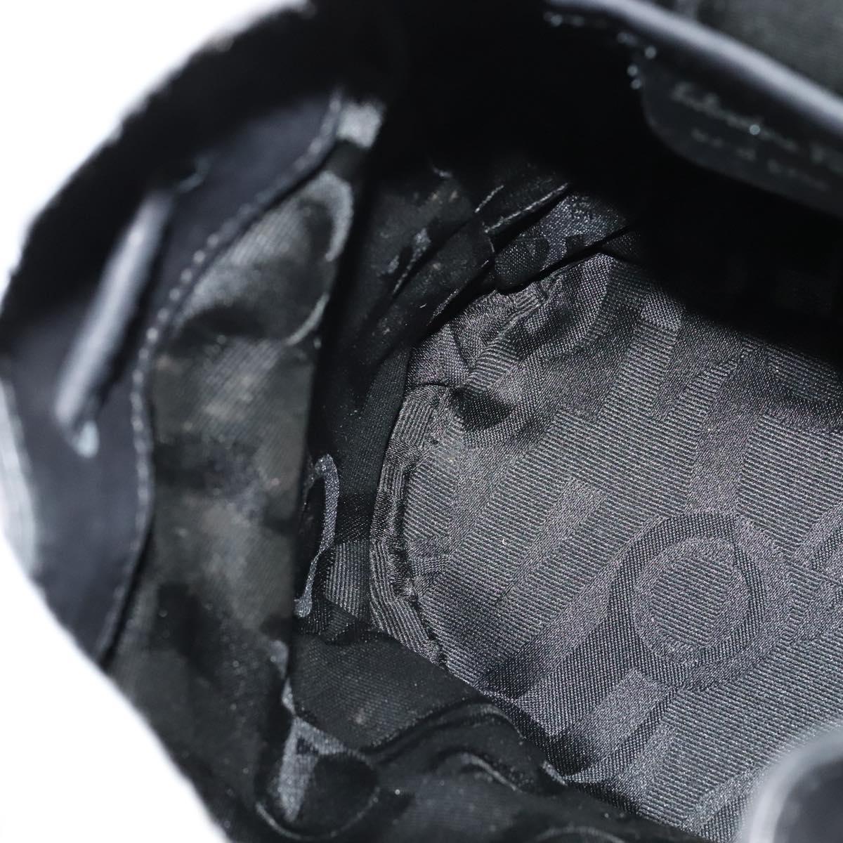 Salvatore Ferragamo Gancini Backpack Leather Black Silver Auth BD1104