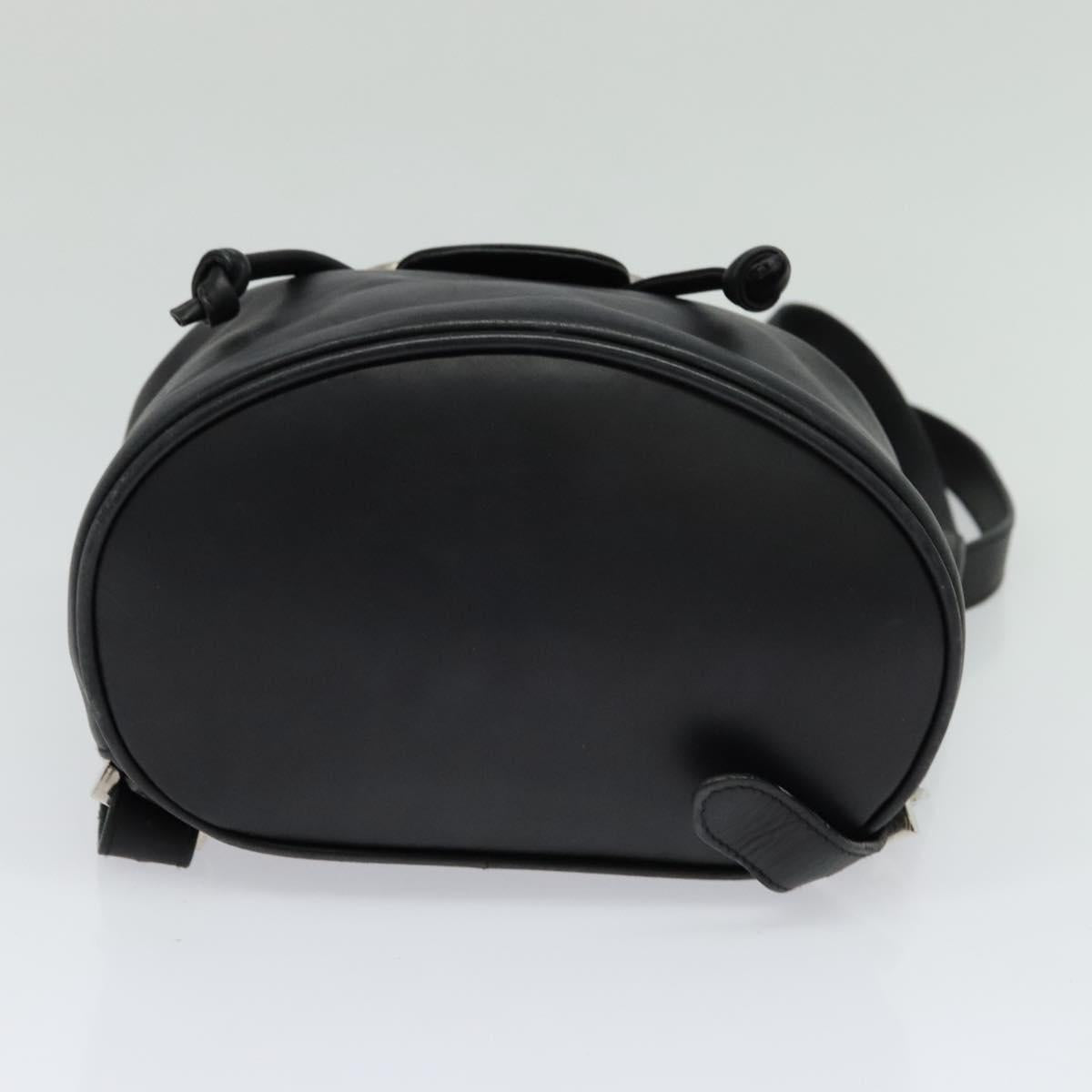 Salvatore Ferragamo Gancini Backpack Leather Black Silver Auth BD1104