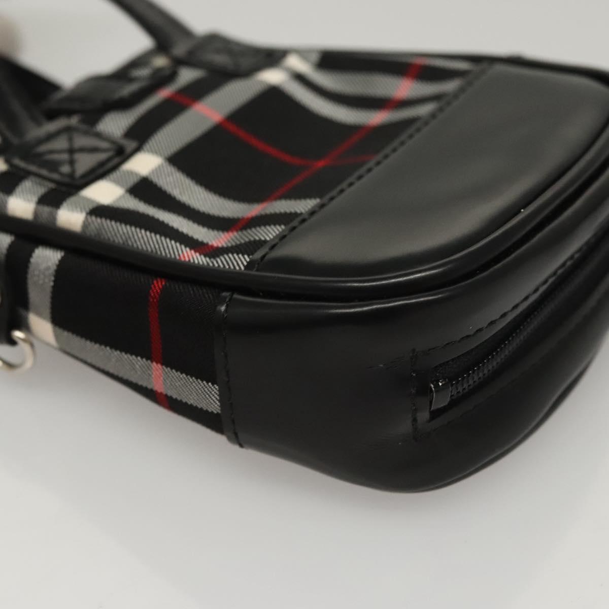 Burberrys Nova Check Blue Label Pouch Nylon Black Auth BD1137
