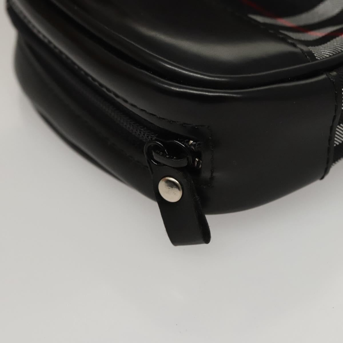 Burberrys Nova Check Blue Label Pouch Nylon Black Auth BD1137