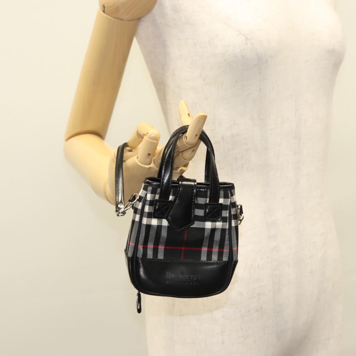 Burberrys Nova Check Blue Label Pouch Nylon Black Auth BD1137