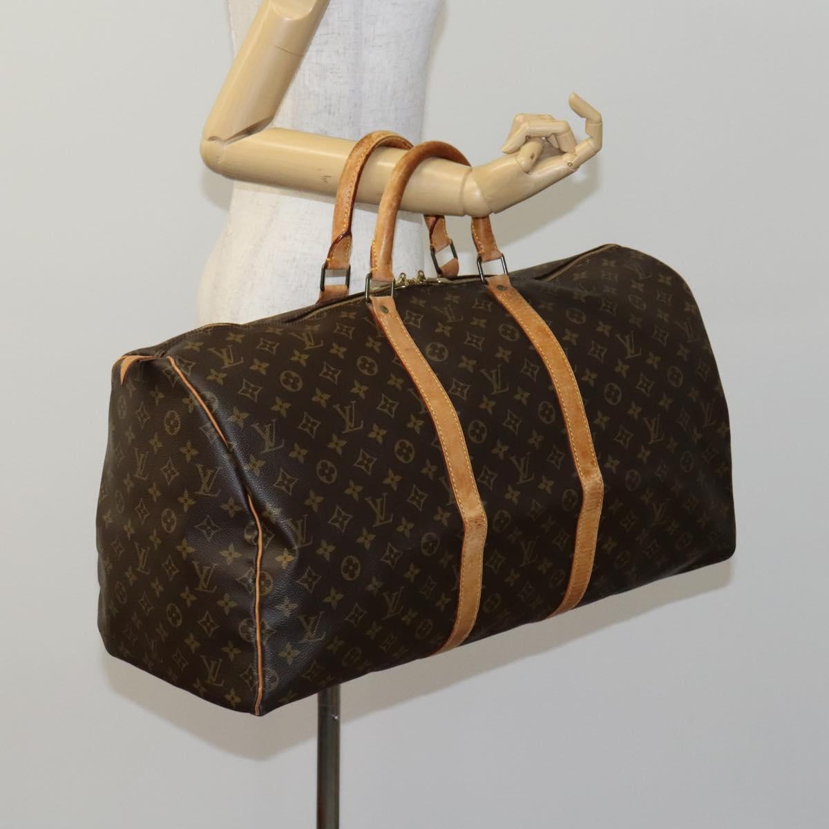 LOUIS VUITTON Monogram Keepall 55 Boston Bag M41424 LV Auth BD1144