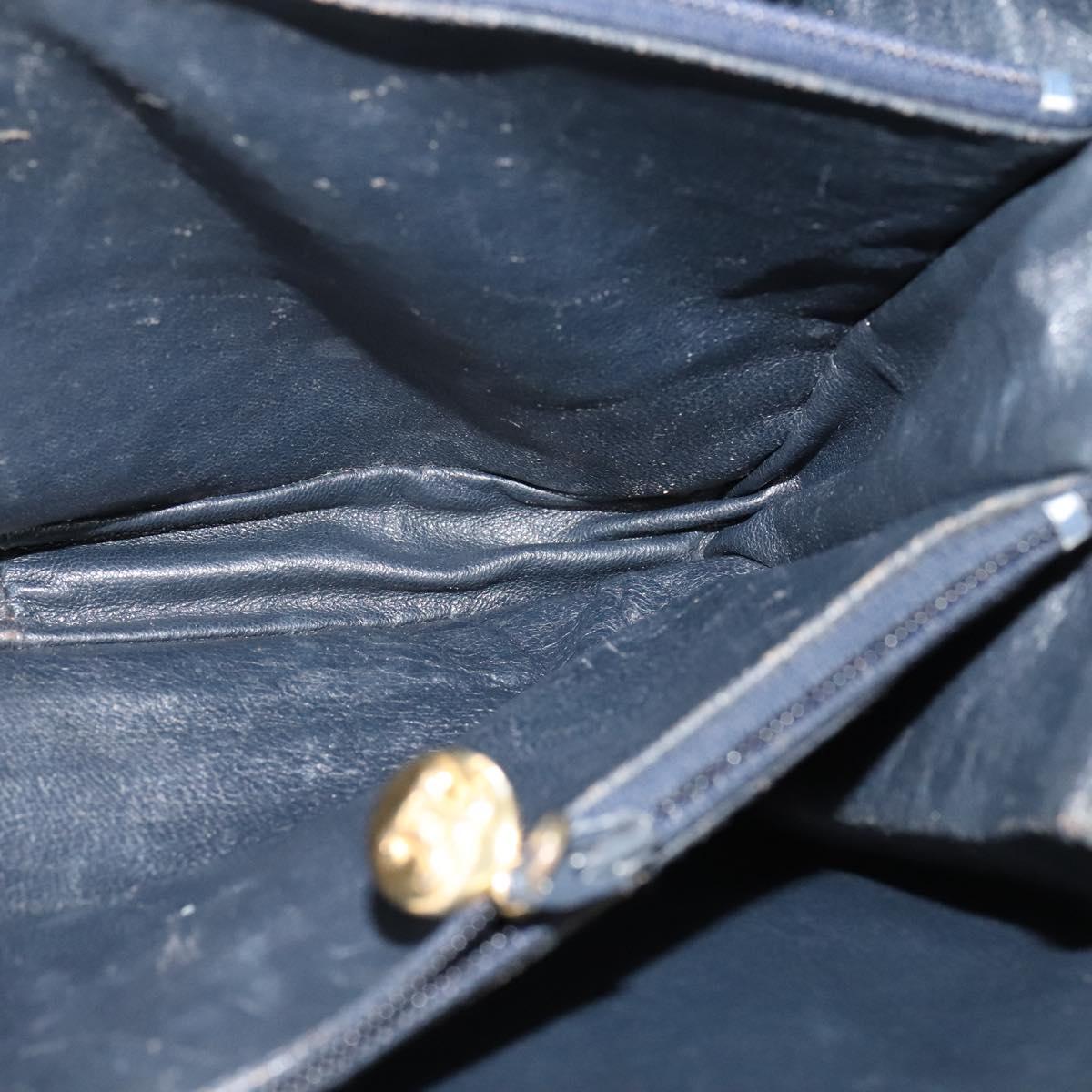 CELINE C Sulky Shoulder Bag Canvas Navy Gold Auth BD1174