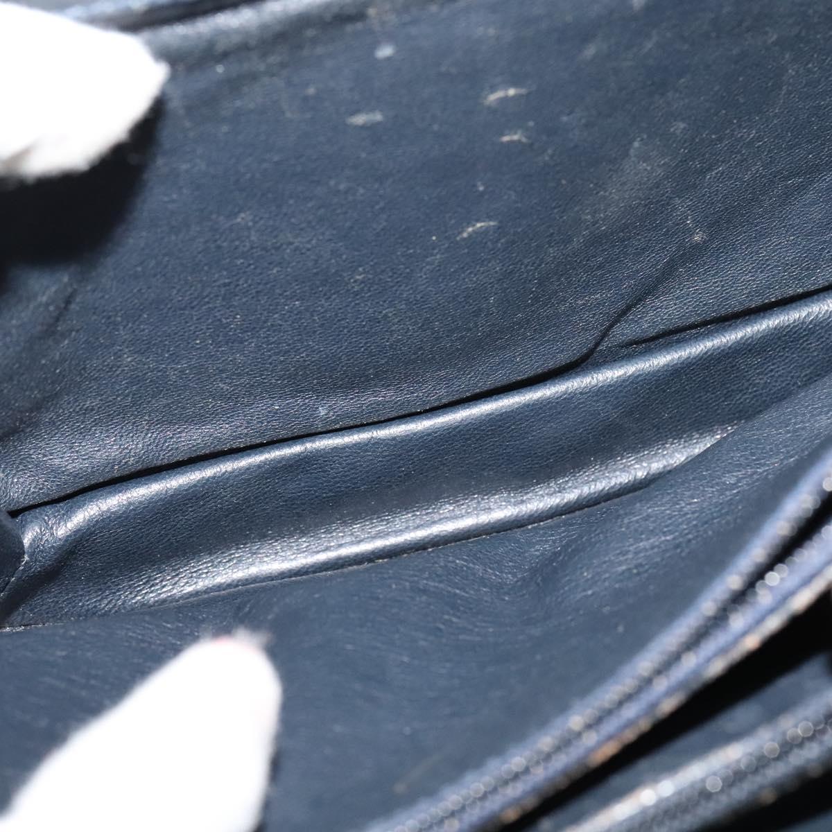 CELINE C Sulky Shoulder Bag Canvas Navy Gold Auth BD1174