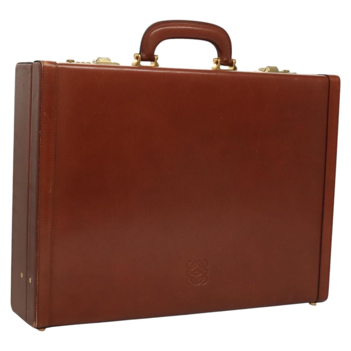 LOEWE Trunk Leather Brown Auth BD1177