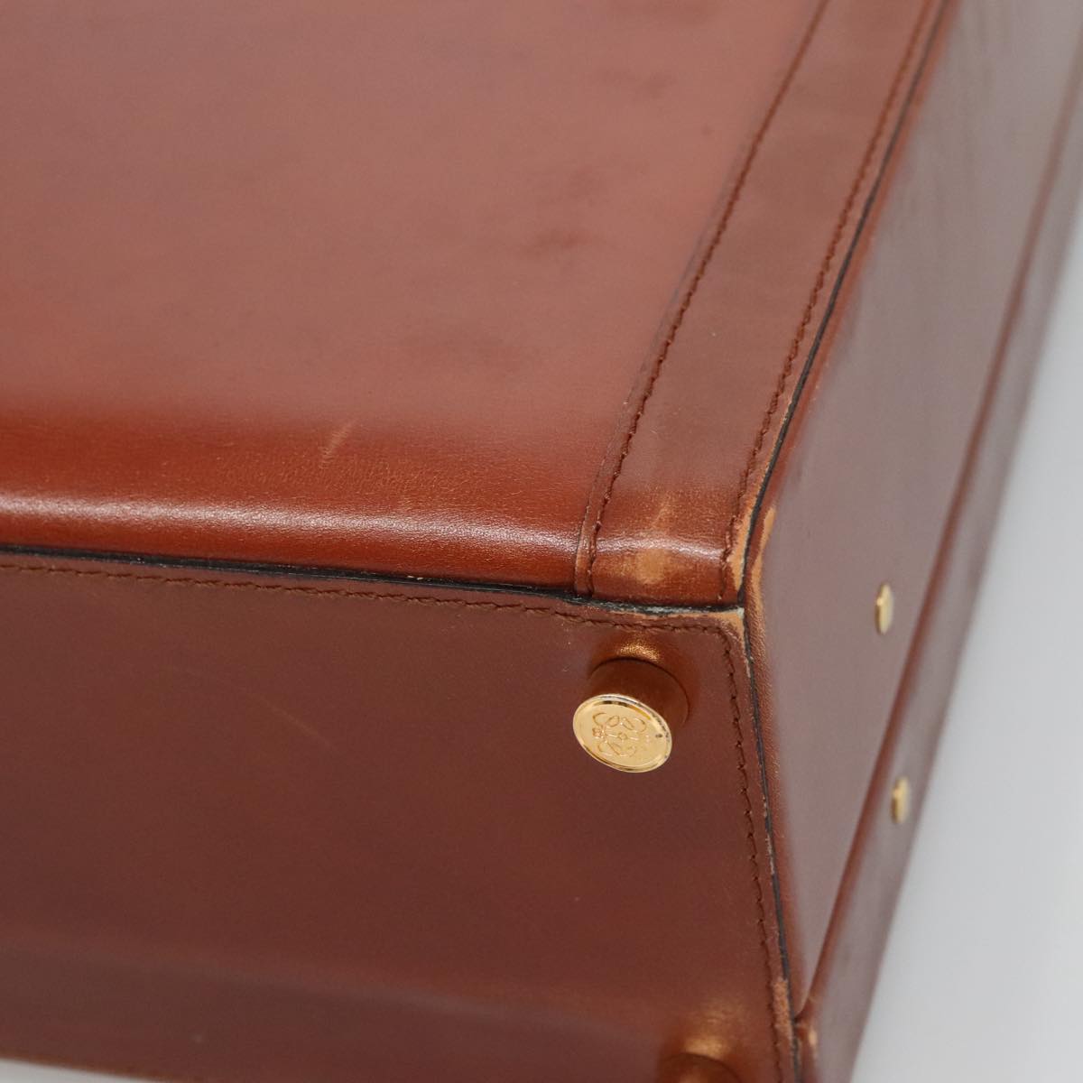 LOEWE Trunk Leather Brown Auth BD1177