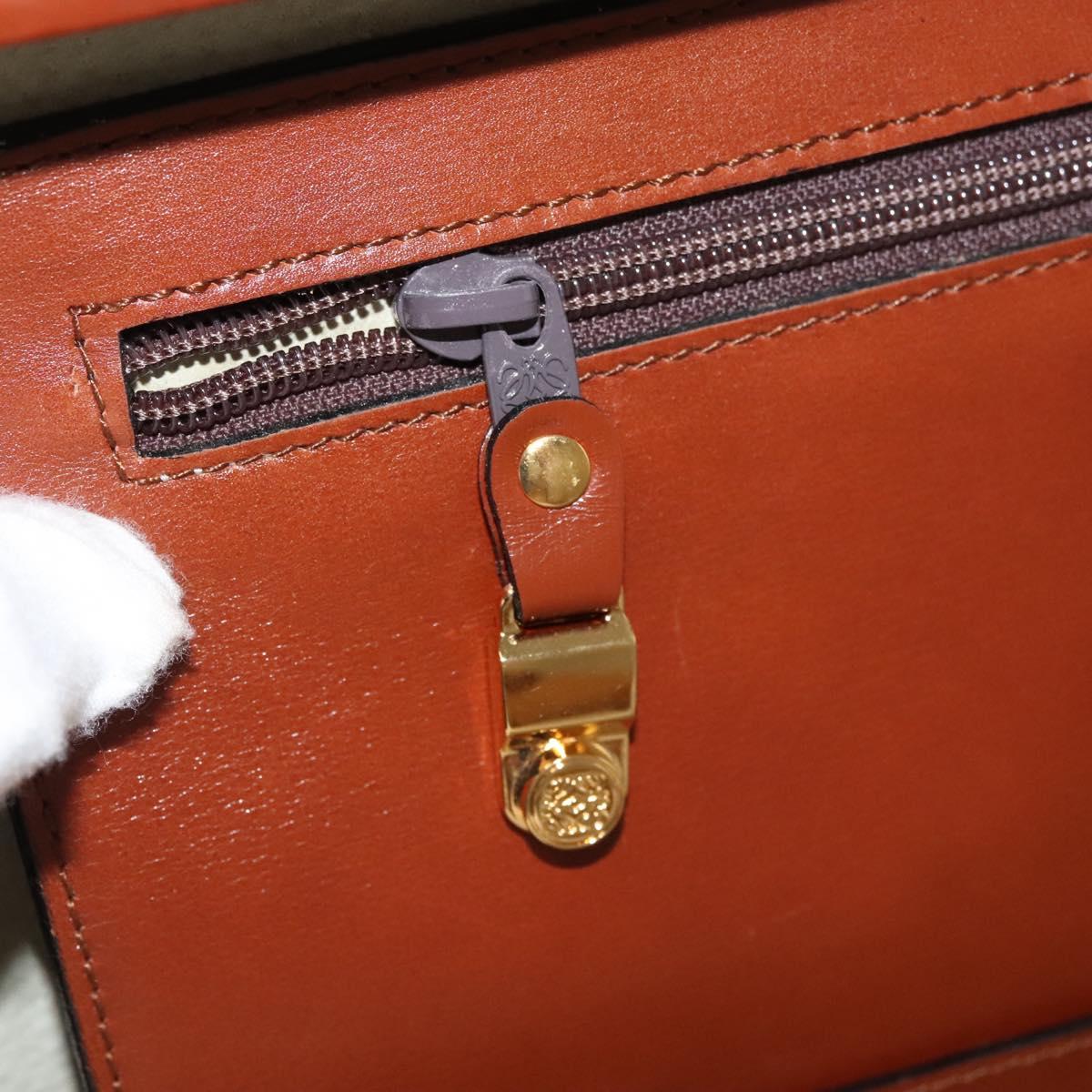 LOEWE Trunk Leather Brown Auth BD1177