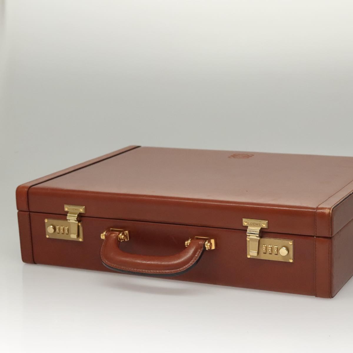 LOEWE Trunk Leather Brown Auth BD1177