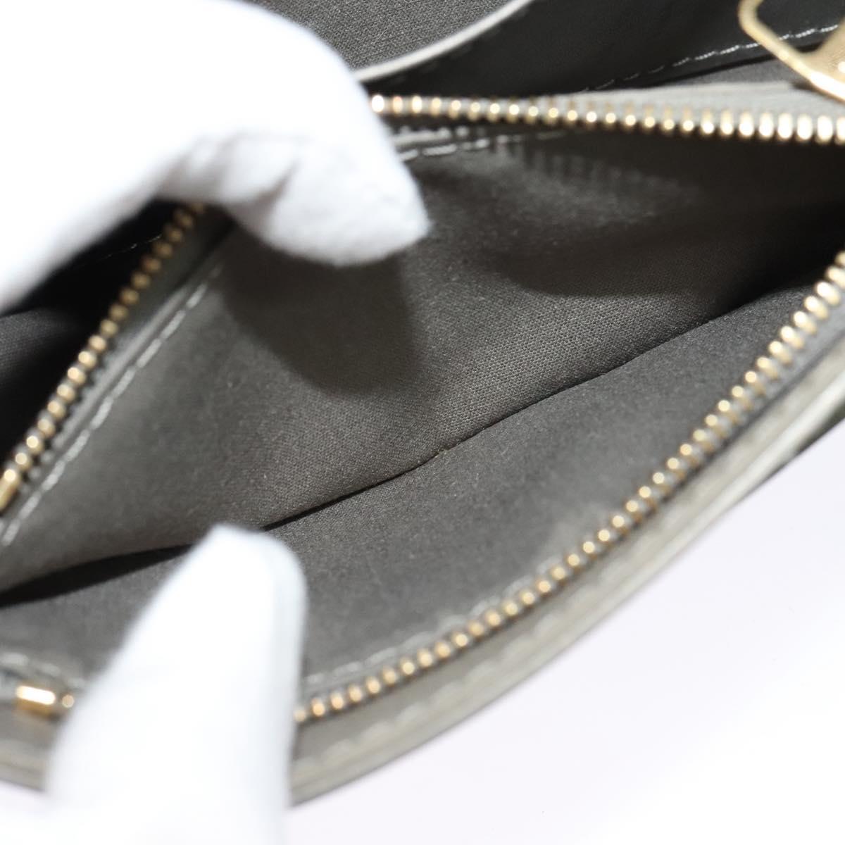 LOUIS VUITTON Vernis Pochette Louise PM Clutch Bag Silver LV Auth BD1178A