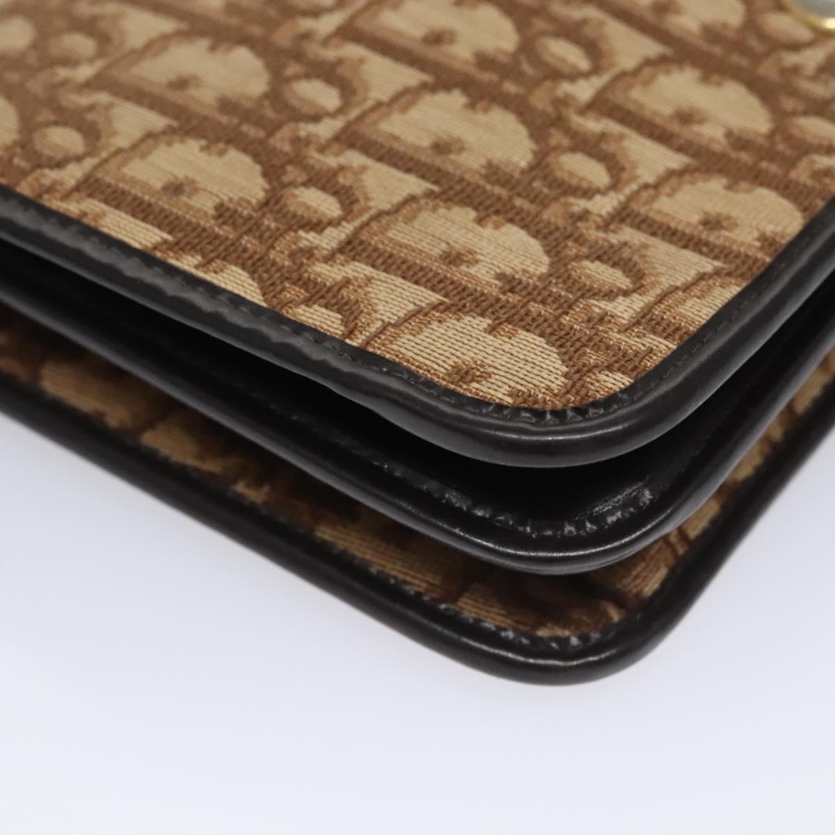 Christian Dior Trotter Canvas Chain Shoulder Bag Brown Gold Auth BD118