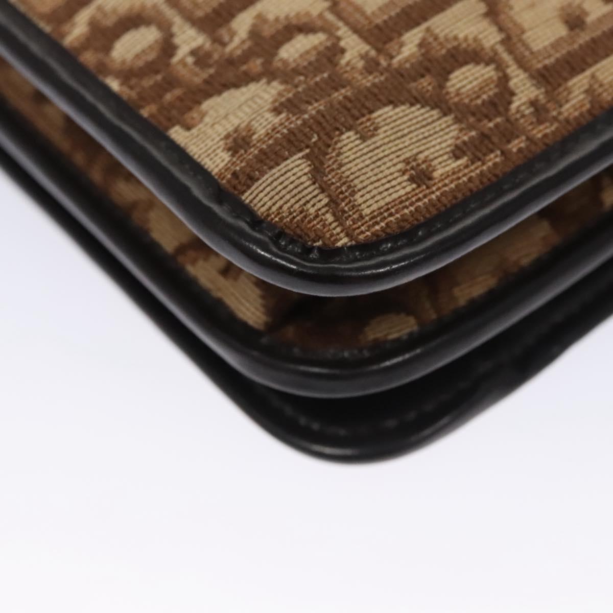 Christian Dior Trotter Canvas Chain Shoulder Bag Brown Gold Auth BD118