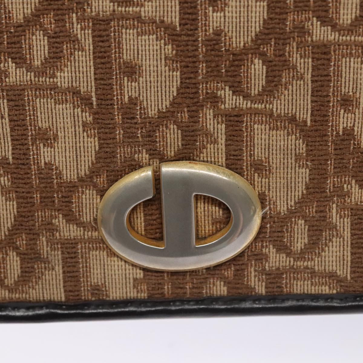 Christian Dior Trotter Canvas Chain Shoulder Bag Brown Gold Auth BD118