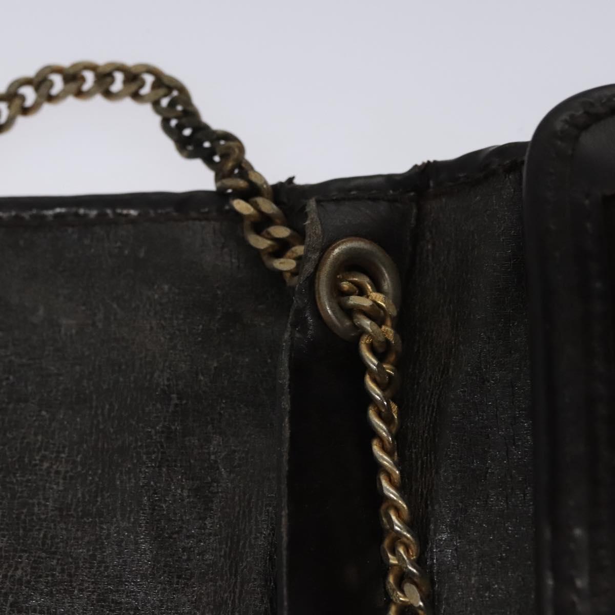 Christian Dior Trotter Canvas Chain Shoulder Bag Brown Gold Auth BD118