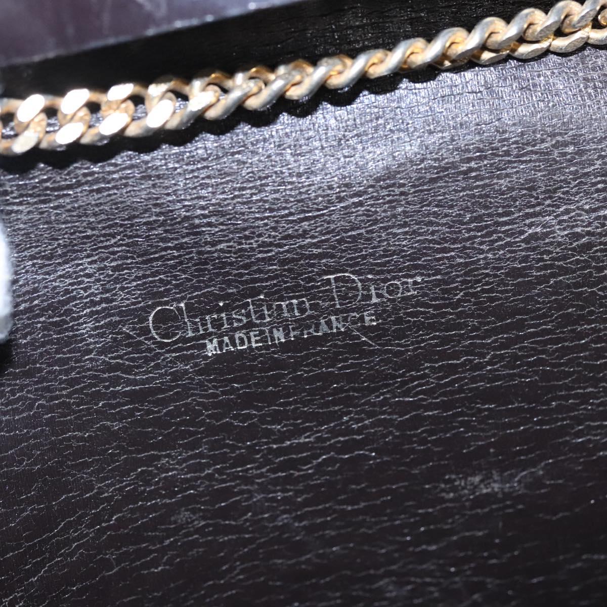 Christian Dior Trotter Canvas Chain Shoulder Bag Brown Gold Auth BD118