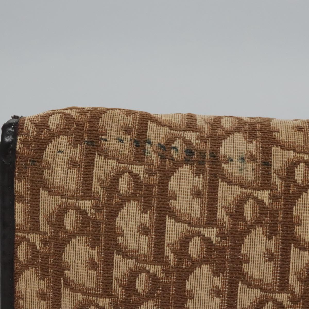 Christian Dior Trotter Canvas Chain Shoulder Bag Brown Gold Auth BD118