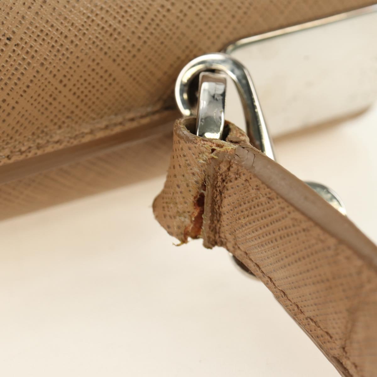 Salvatore Ferragamo Gancini Hand Bag Leather 2way Beige Silver Auth BD1190