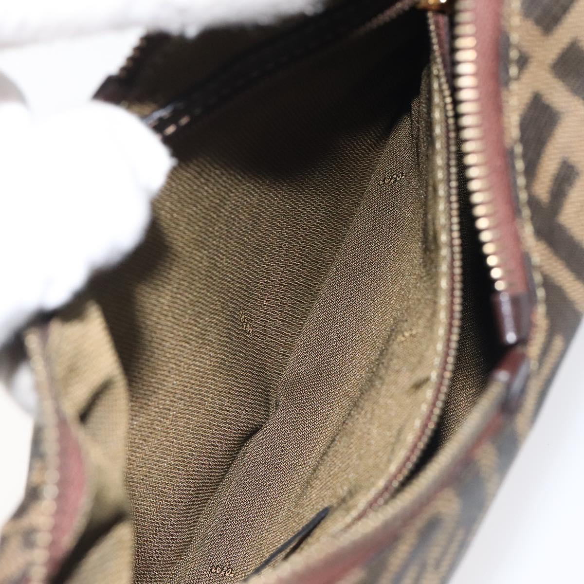 FENDI Zucca Canvas Shoulder Bag Black Brown Auth BD1193