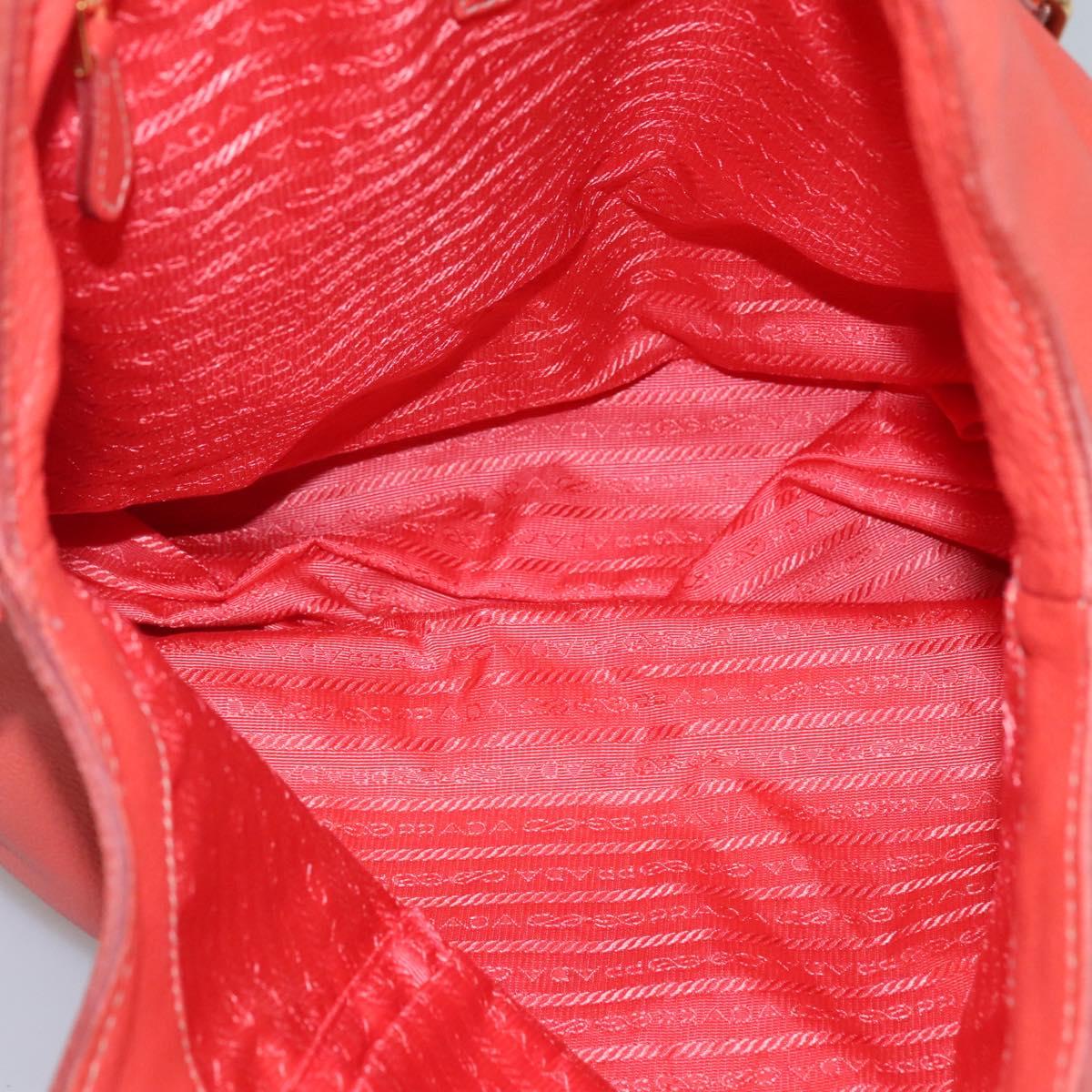 PRADA Hand Bag Leather 2way Orange Gold Auth BD1195V