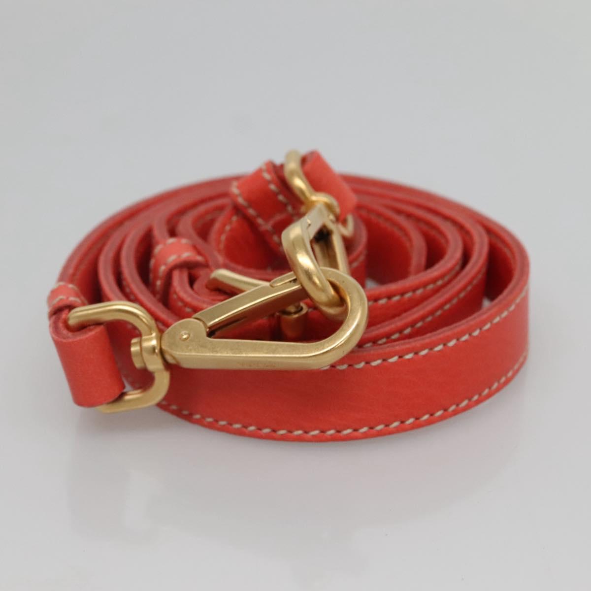 PRADA Hand Bag Leather 2way Orange Gold Auth BD1195V