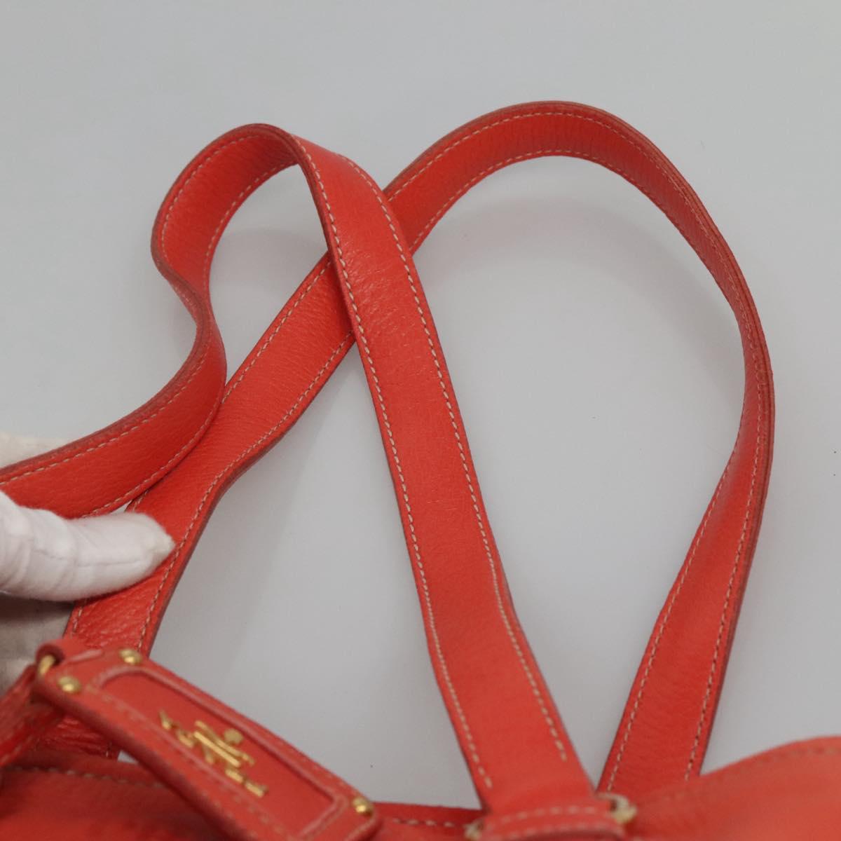 PRADA Hand Bag Leather 2way Orange Gold Auth BD1195V