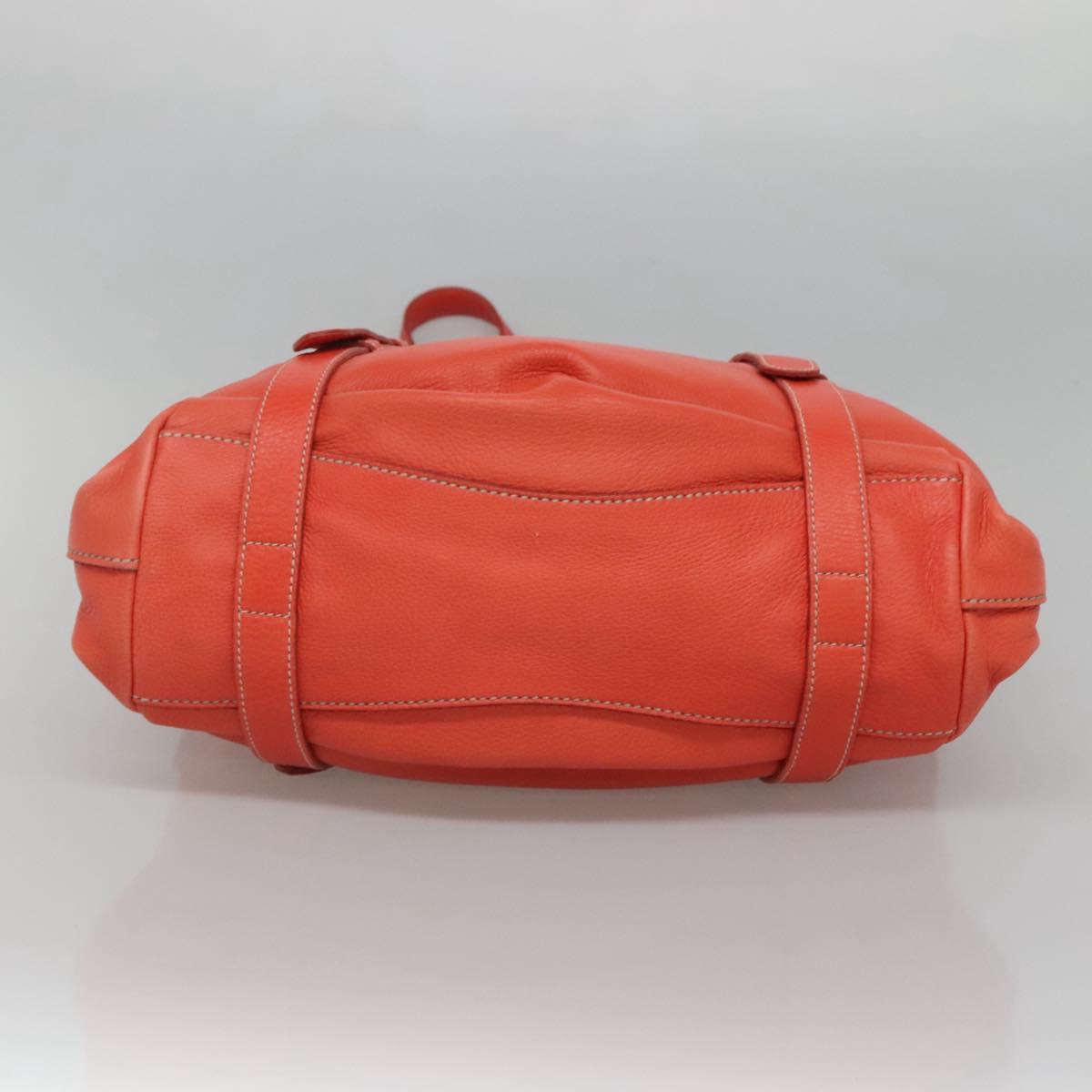 PRADA Hand Bag Leather 2way Orange Gold Auth BD1195V