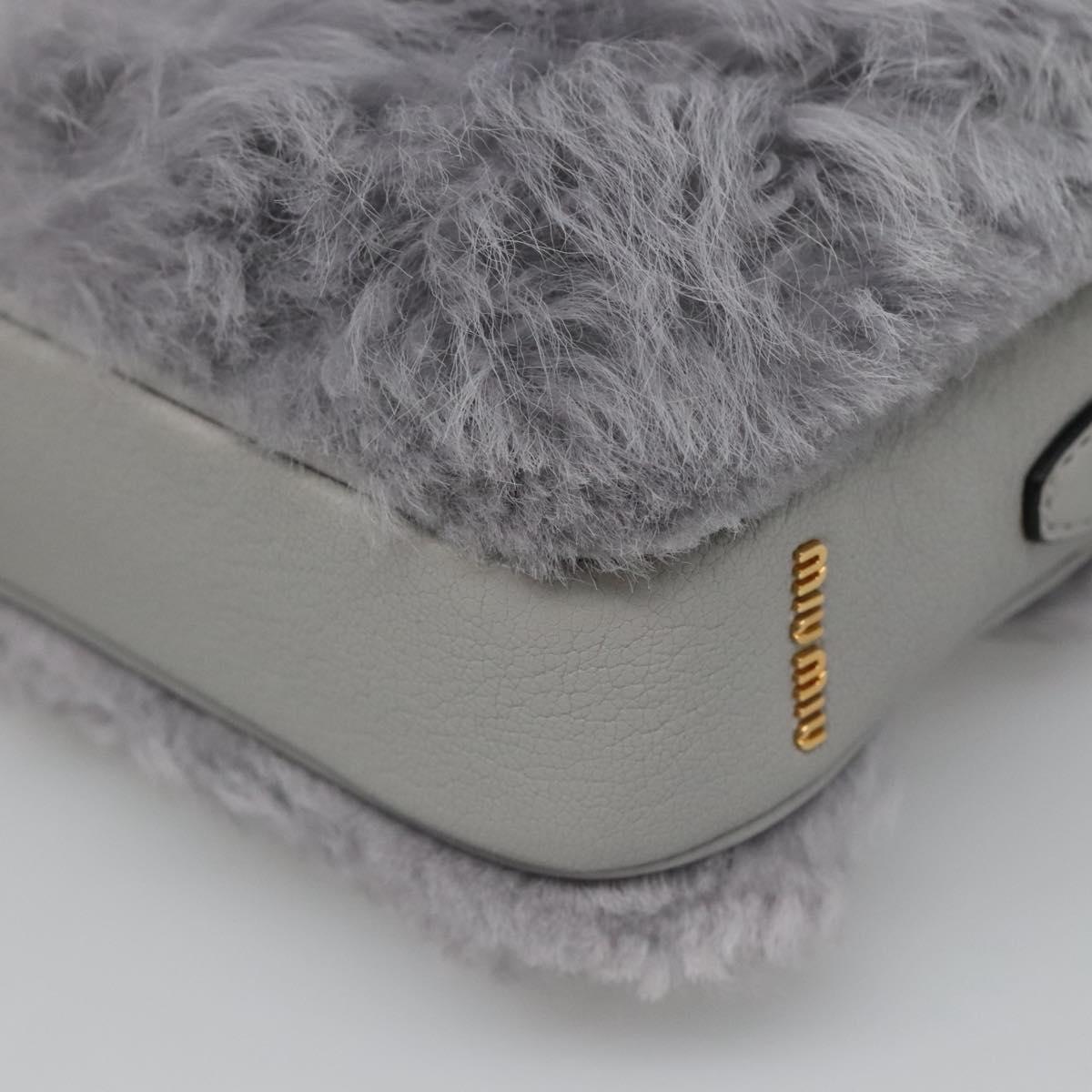 Miu Miu Shoulder Bag Leather Gray Auth BD1196V
