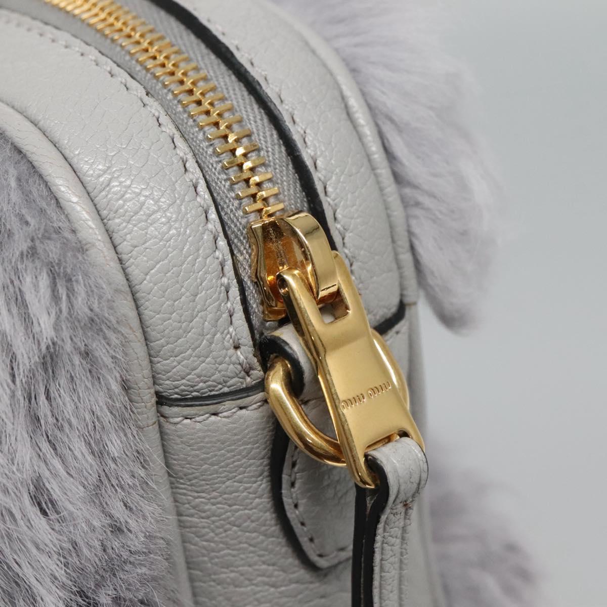 Miu Miu Shoulder Bag Leather Gray Auth BD1196V