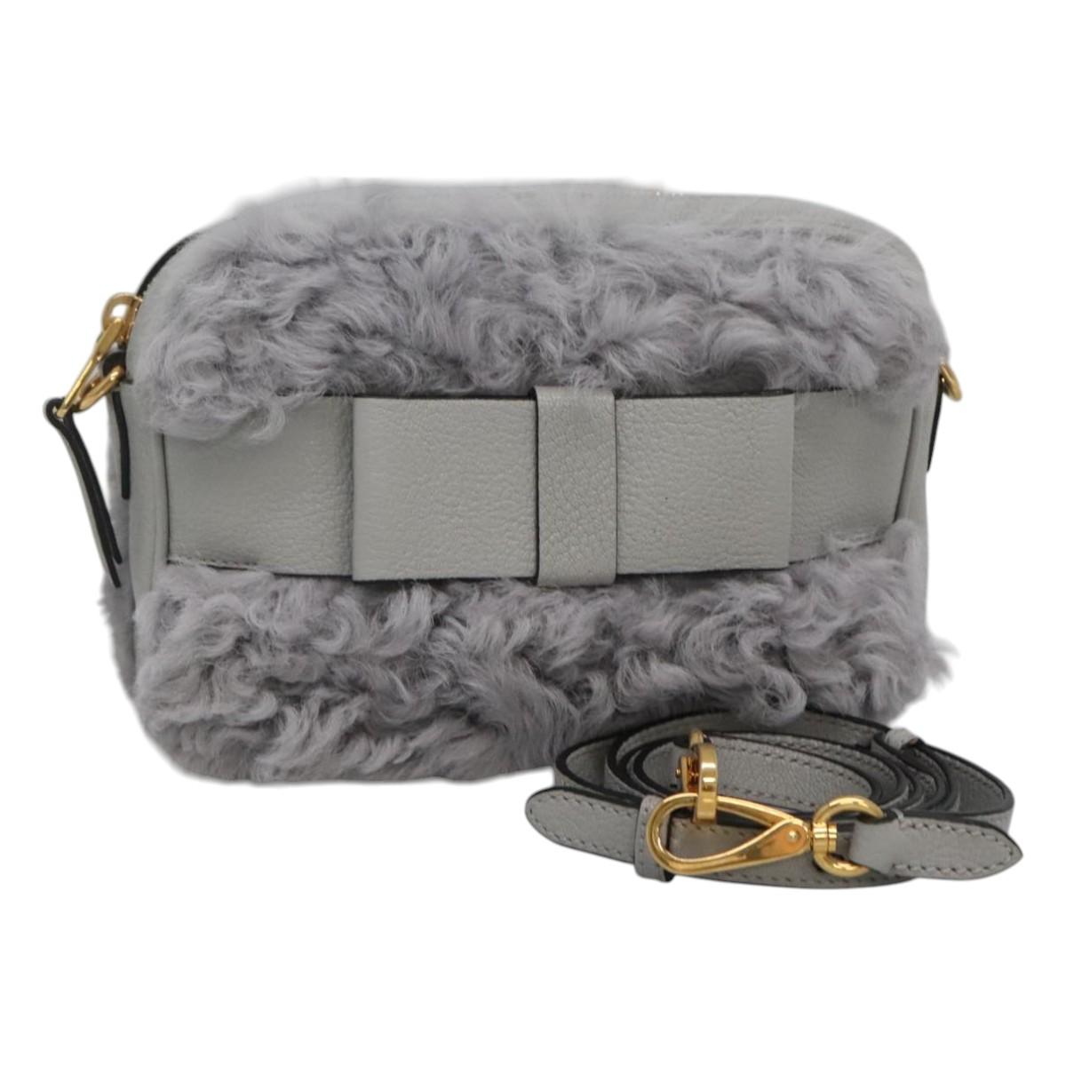 Miu Miu Shoulder Bag Leather Gray Auth BD1196V