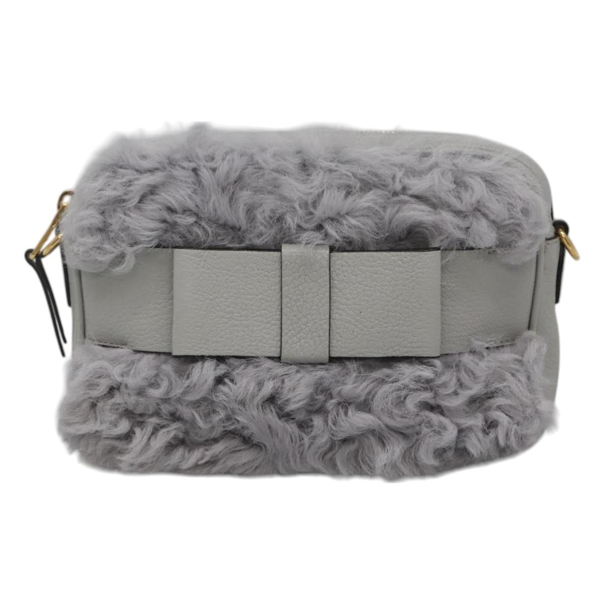 Miu Miu Shoulder Bag Leather Gray Auth BD1196V