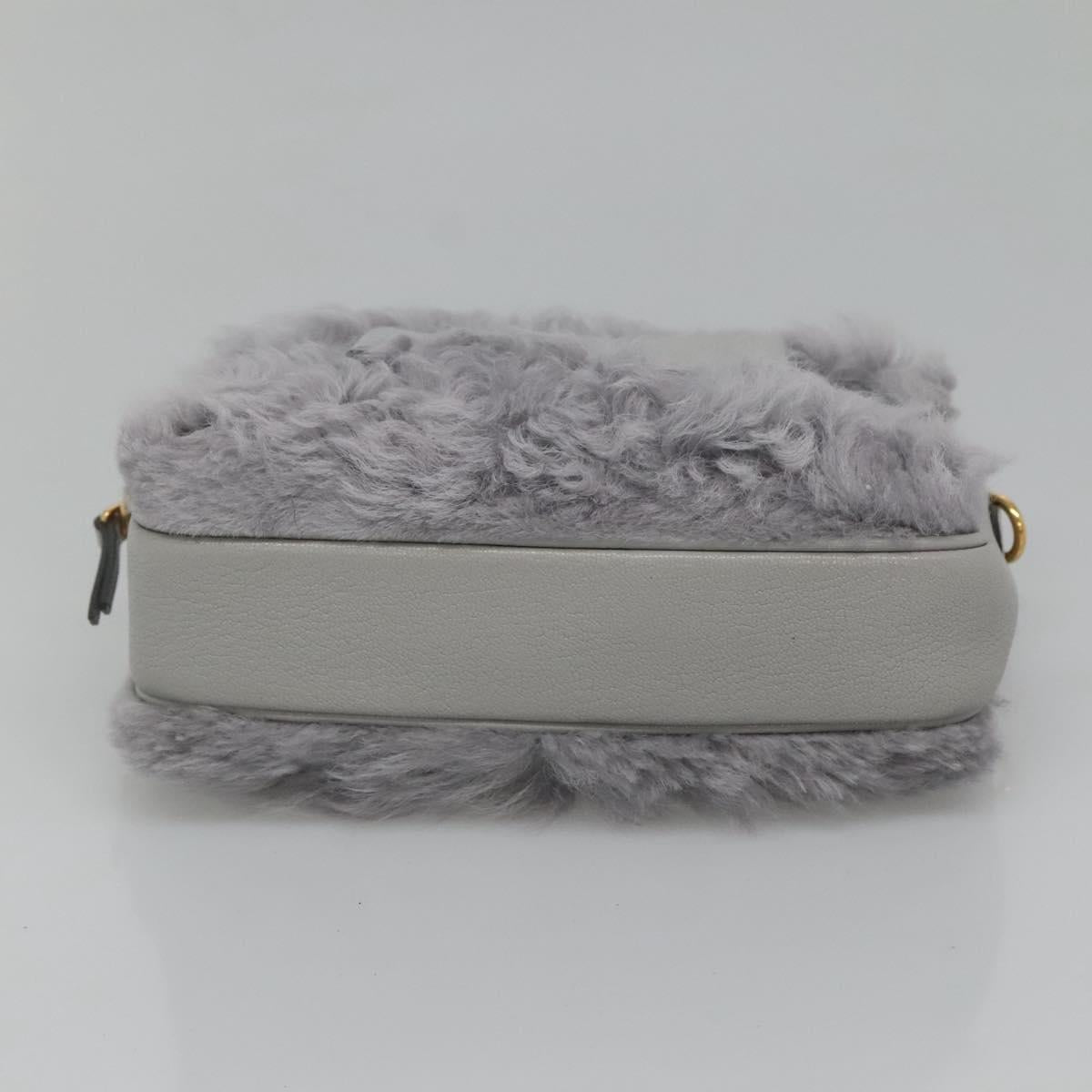 Miu Miu Shoulder Bag Leather Gray Auth BD1196V