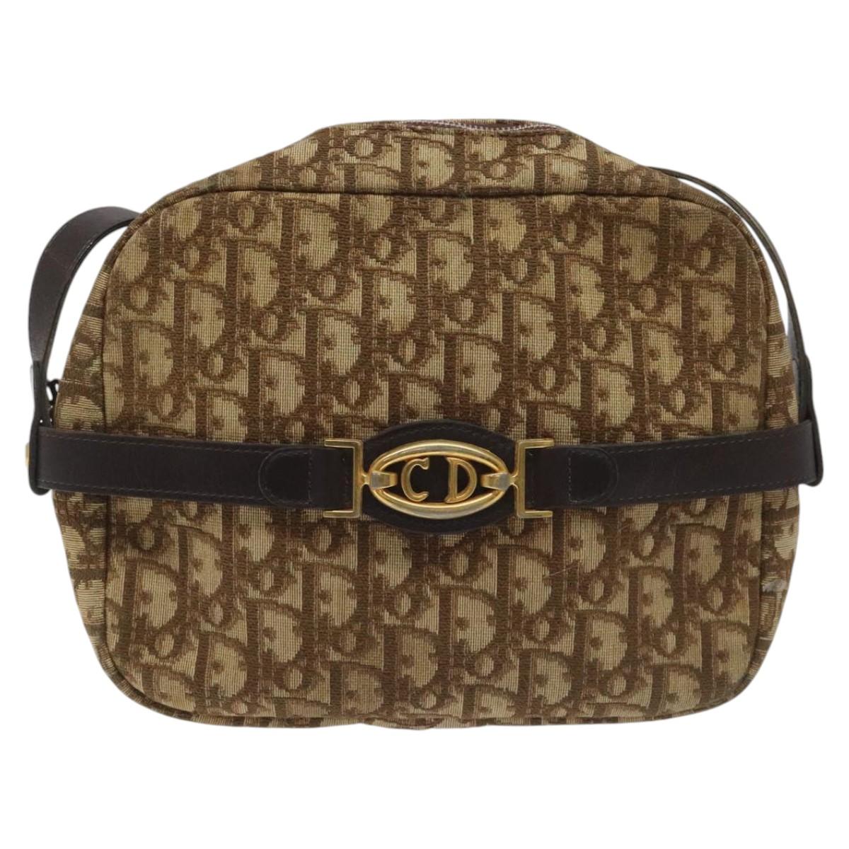 Christian Dior Trotter Canvas Shoulder Bag Brown Auth BD120