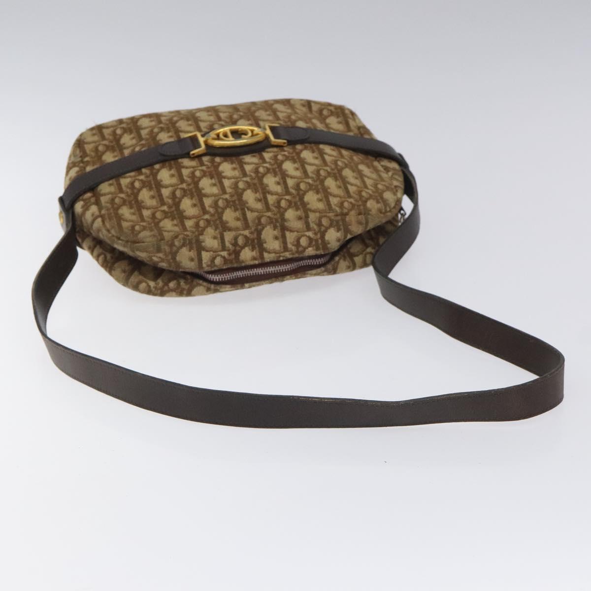 Christian Dior Trotter Canvas Shoulder Bag Brown Auth BD120
