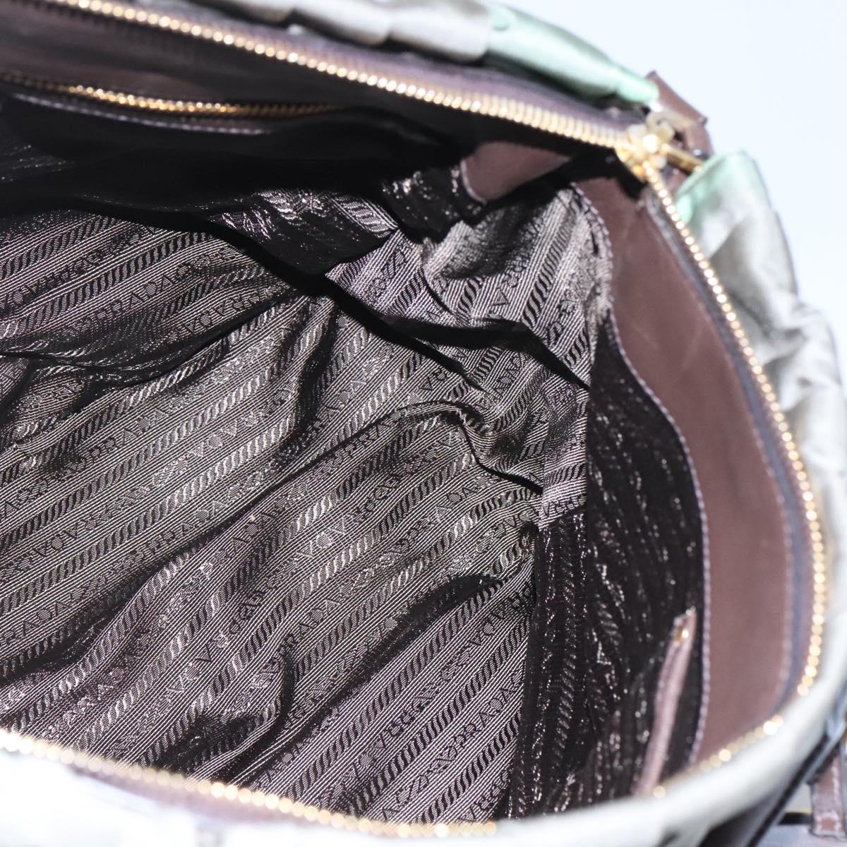 PRADA Hand Bag Nylon 2way Khaki Gold Auth BD1244