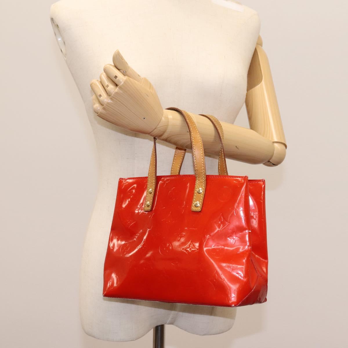 LOUIS VUITTON Monogram Vernis Reade PM Hand Bag Red Rouge M91088 LV Auth BD126
